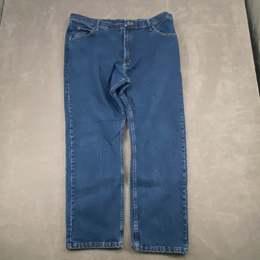 Wrangler Premium Denim Jeans Mens 40x30 Blue Comfort Stretch High Rise Straight